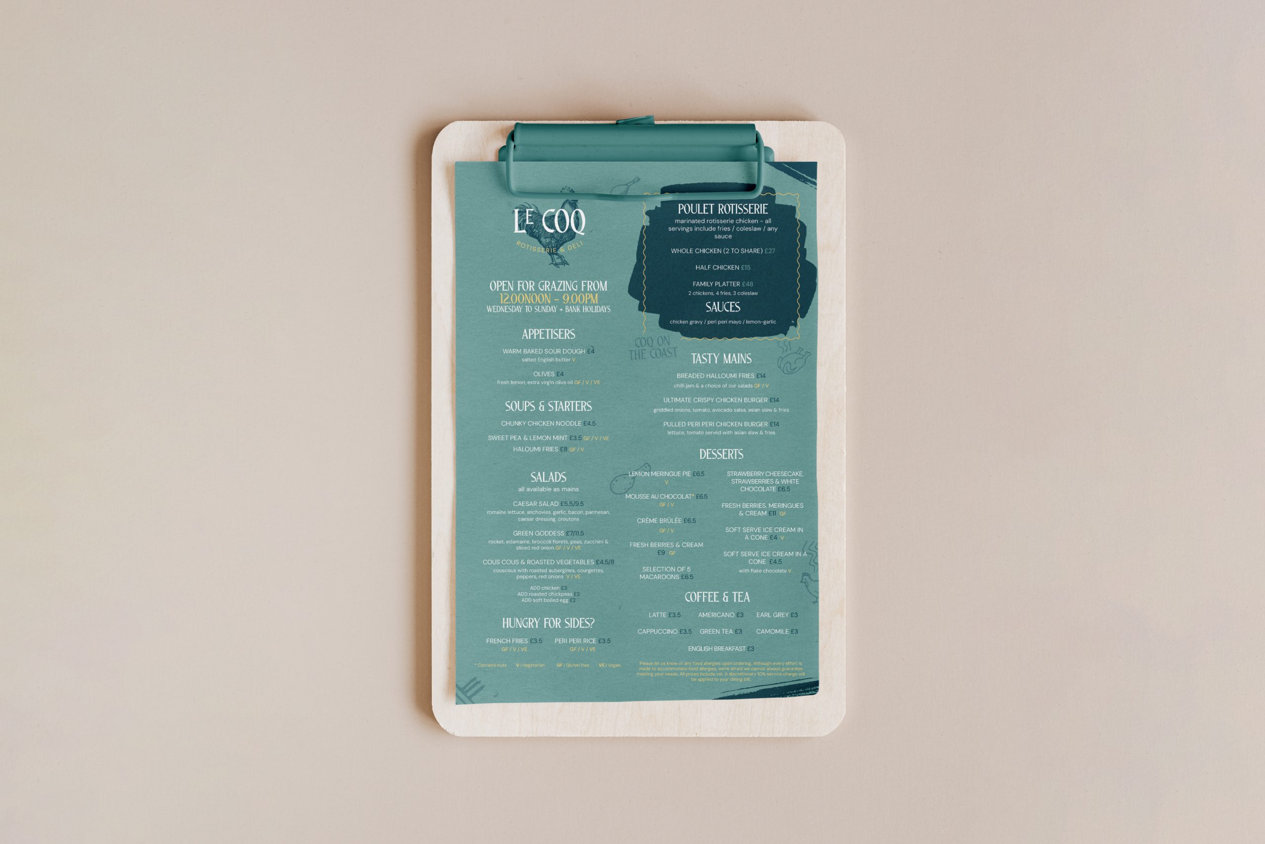 LE COQ Menu Card Mockup